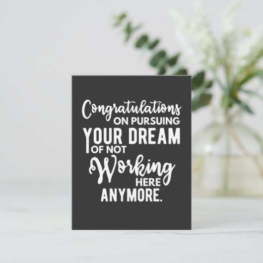 Gefeliciteerd met je droom van niet werken bedankkaart (Staand voorkant)