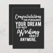 Gefeliciteerd met je droom van niet werken bedankkaart (Voorkant / Achterkant)