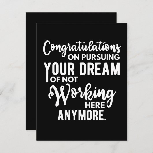 Gefeliciteerd met je droom van niet werken save the date (Voorkant / Achterkant)