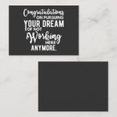 Gefeliciteerd met je droom van niet werken visitekaartje (Voorkant / Achterkant)