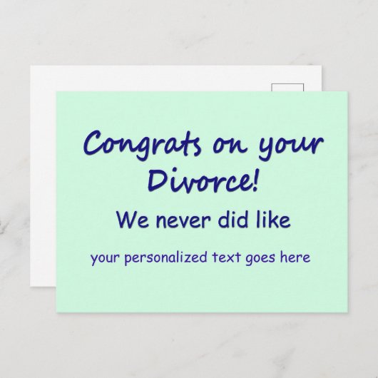 Gefeliciteerd met je echtscheiding briefkaart (Voorkant / Achterkant)
