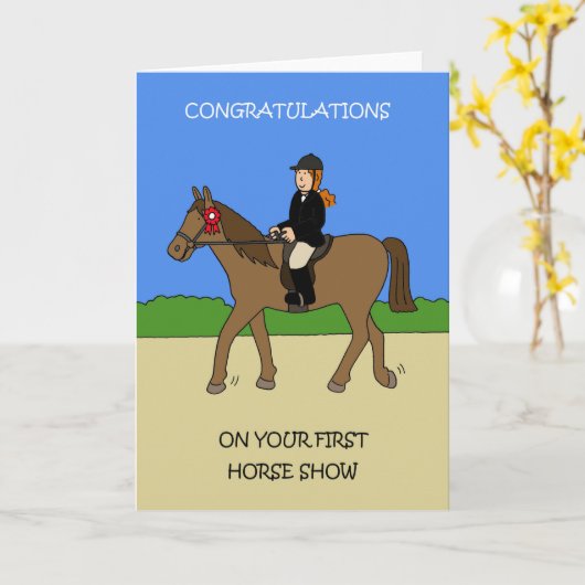 Gefeliciteerd met je eerste paardenShow Kaart (Gele Bloem)