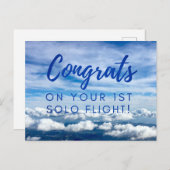 Gefeliciteerd met je eerste solo vlucht briefkaart (Voorkant / Achterkant)