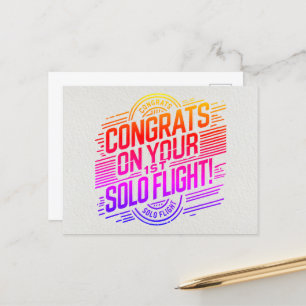 Gefeliciteerd met je eerste solo vlucht briefkaart