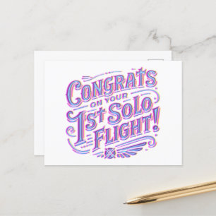 Gefeliciteerd met je eerste solo vlucht briefkaart