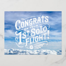 Gefeliciteerd met je eerste solo vlucht folie feestdagen briefkaart