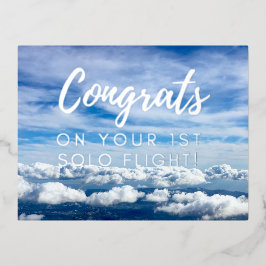 Gefeliciteerd met je eerste solo vlucht folie feestdagen briefkaart