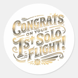 Gefeliciteerd met je eerste solo vlucht ronde sticker