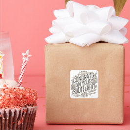 Gefeliciteerd met je eerste solo vlucht vierkante sticker