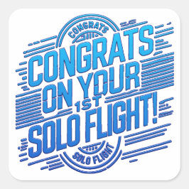 Gefeliciteerd met je eerste solo vlucht vierkante sticker