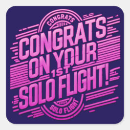 Gefeliciteerd met je eerste solo vlucht vierkante sticker