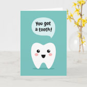 Gefeliciteerd met je eerste tandje kaart (Gele Bloem)