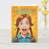 Gefeliciteerd met je geweldige baan, jonge Redhead Kaart (Gele Bloem)