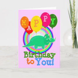 Gefeliciteerd met je groene Cartoon Dinosaurus Kaart