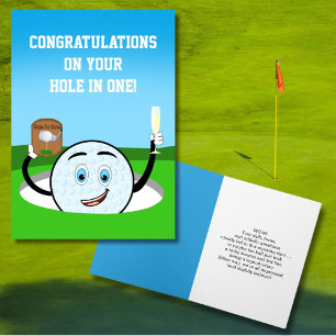 Gefeliciteerd met je hole in one golfbal kaart