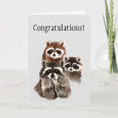 Gefeliciteerd met je huis Fun Raccoons Baling Kiss Kaart (Voorkant)