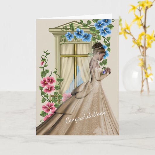 Gefeliciteerd met je huwelijk kaart (Gele Bloem)