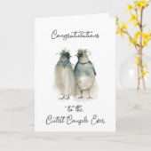 Gefeliciteerd met je huwelijk | Leuke pinguïns Kaart (Gele Bloem)