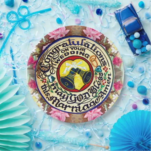 Gefeliciteerd met je huwelijk papieren bordje (Feest)