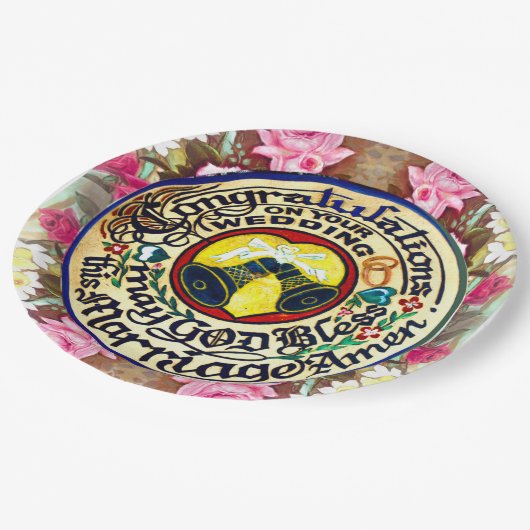 Gefeliciteerd met je huwelijk papieren bordje (Gekanteld)