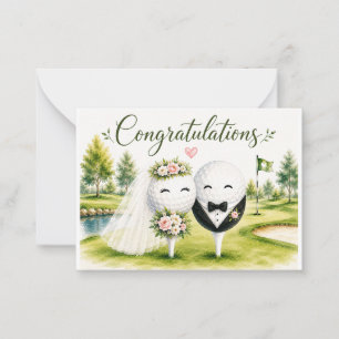 Gefeliciteerd met je huwelijk voor golfer notitiekaartje