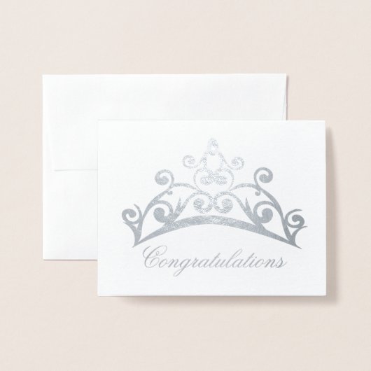 Gefeliciteerd met je Kaart-Pageant Crown Folie Kaarten (Voorkant met envelop)
