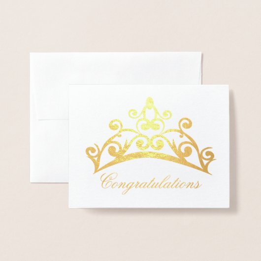 Gefeliciteerd met je Kaart-Pageant Crown Folie Kaarten (Voorkant met envelop)