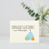 Gefeliciteerd met je kleine pompoenblauw Sinaasapp Briefkaart (Staand voorkant)