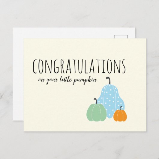 Gefeliciteerd met je kleine pompoenblauw Sinaasapp Briefkaart (Voorkant / Achterkant)