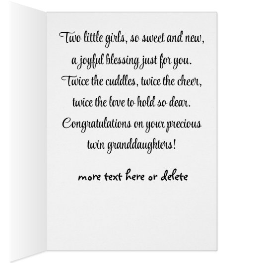 Gefeliciteerd met je kleinkinderen, tweelingmeisje (Binnen (Rechts))
