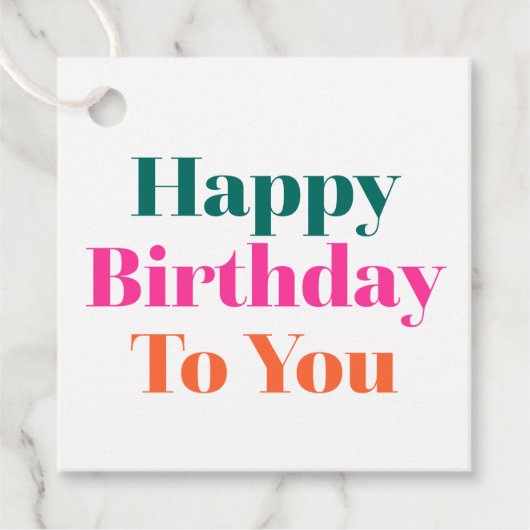 Gefeliciteerd met je kleurrijke typografie bedankjes labels (Voorkant)