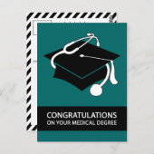 Gefeliciteerd met je medische opleiding: blauwgroe briefkaart (Voorkant / Achterkant)
