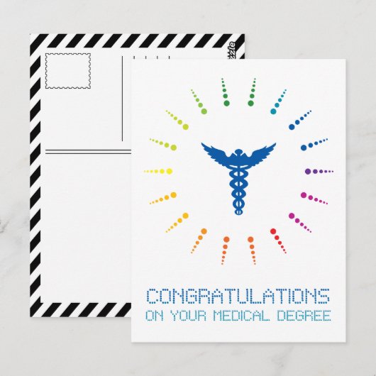 Gefeliciteerd met je medische opleiding: Rainbow Briefkaart (Voorkant / Achterkant)