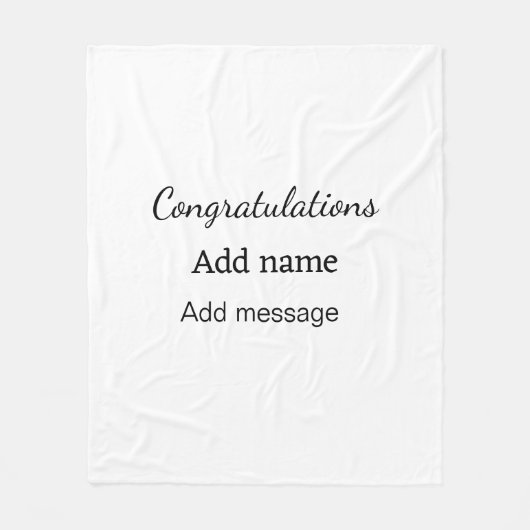 Gefeliciteerd met je naambericht eenvoudig afstude fleece deken (Voorkant)