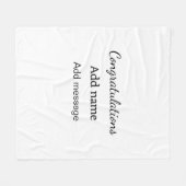 Gefeliciteerd met je naambericht eenvoudig afstude fleece deken (Voorkant (Horizontaal))