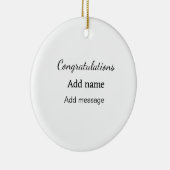 Gefeliciteerd met je naambericht eenvoudig afstude keramisch ornament (Rechts)