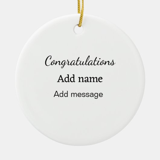 Gefeliciteerd met je naambericht eenvoudig afstude keramisch ornament (Voorkant)