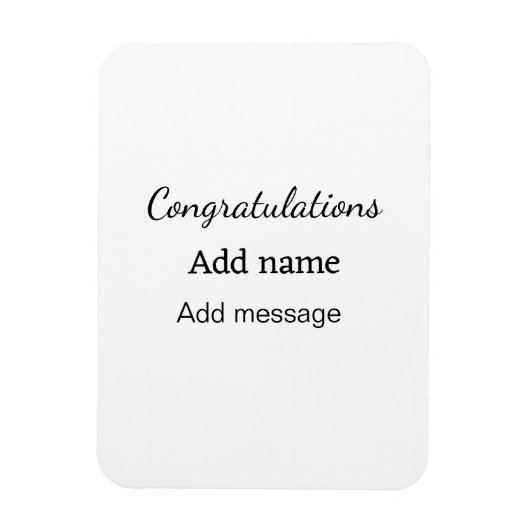 Gefeliciteerd met je naambericht eenvoudig afstude magneet (Verticaal)
