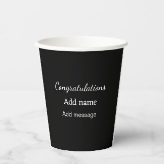 Gefeliciteerd met je naambericht eenvoudig afstude papieren bekers