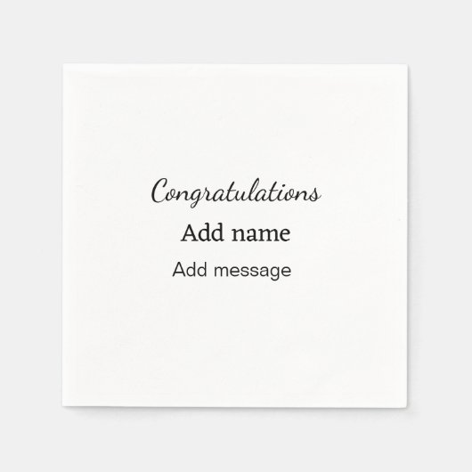 Gefeliciteerd met je naambericht eenvoudig afstude servet (Voorkant)