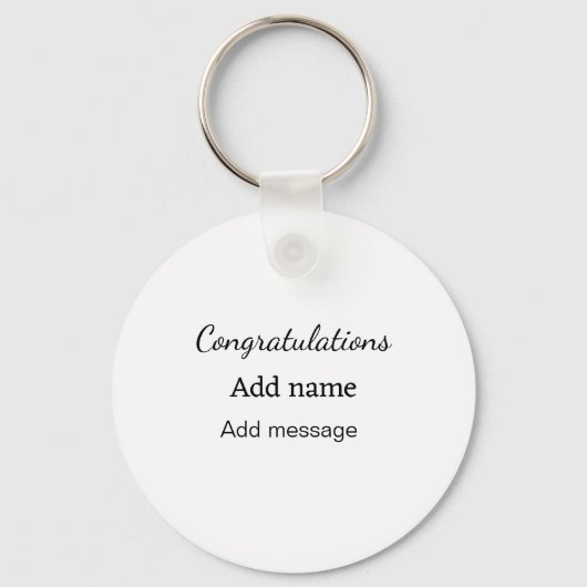 Gefeliciteerd met je naambericht eenvoudig afstude sleutelhanger (Voorkant)