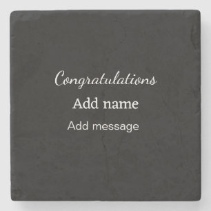 Gefeliciteerd met je naambericht eenvoudig afstude stenen onderzetter