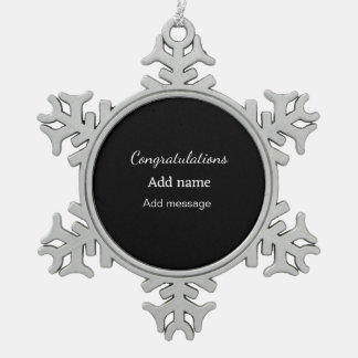 Gefeliciteerd met je naambericht eenvoudig afstude tin sneeuwvlok ornament