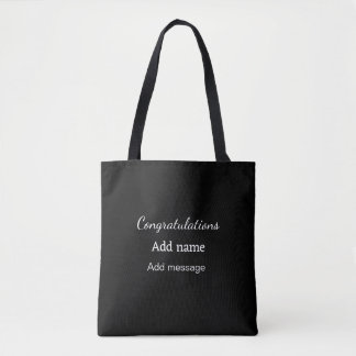 Gefeliciteerd met je naambericht eenvoudig afstude tote bag