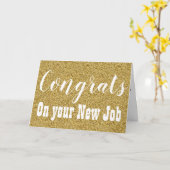 Gefeliciteerd met je nieuwe baan Faux Gold Glitter Kaart (Gele Bloem)