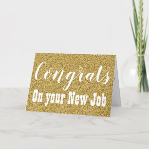 Gefeliciteerd met je nieuwe baan Faux Gold Glitter Kaart