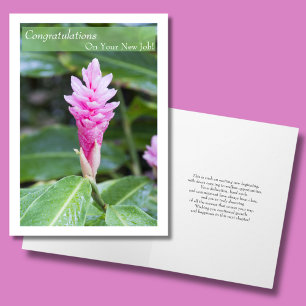 Gefeliciteerd met je nieuwe baan Roze Gember Bloem Kaart