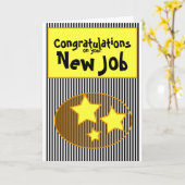 Gefeliciteerd met je nieuwe baan sterren & strips kaart (Gele Bloem)
