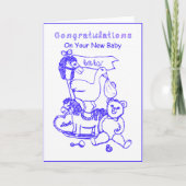 Gefeliciteerd met je nieuwe Baby Blue kinderspeelt Kaart (Voorkant)