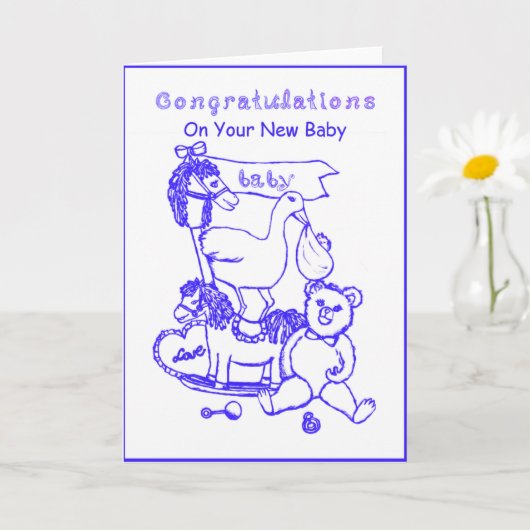 Gefeliciteerd met je nieuwe Baby Blue kinderspeelt Kaart (Kleine Plant)